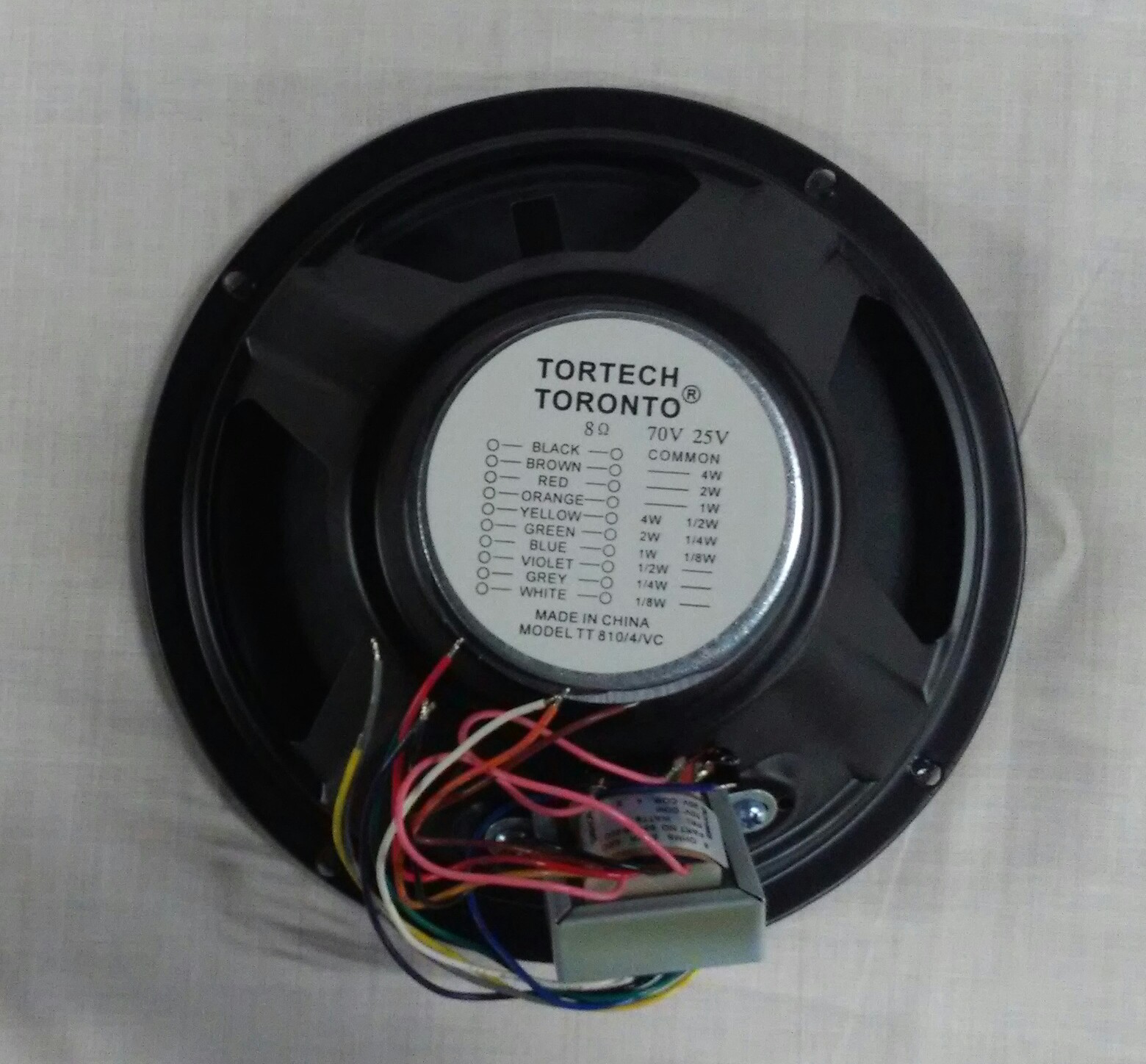 TT8104W   8” Standard Speaker with 4 Watt 25/70V Transformer