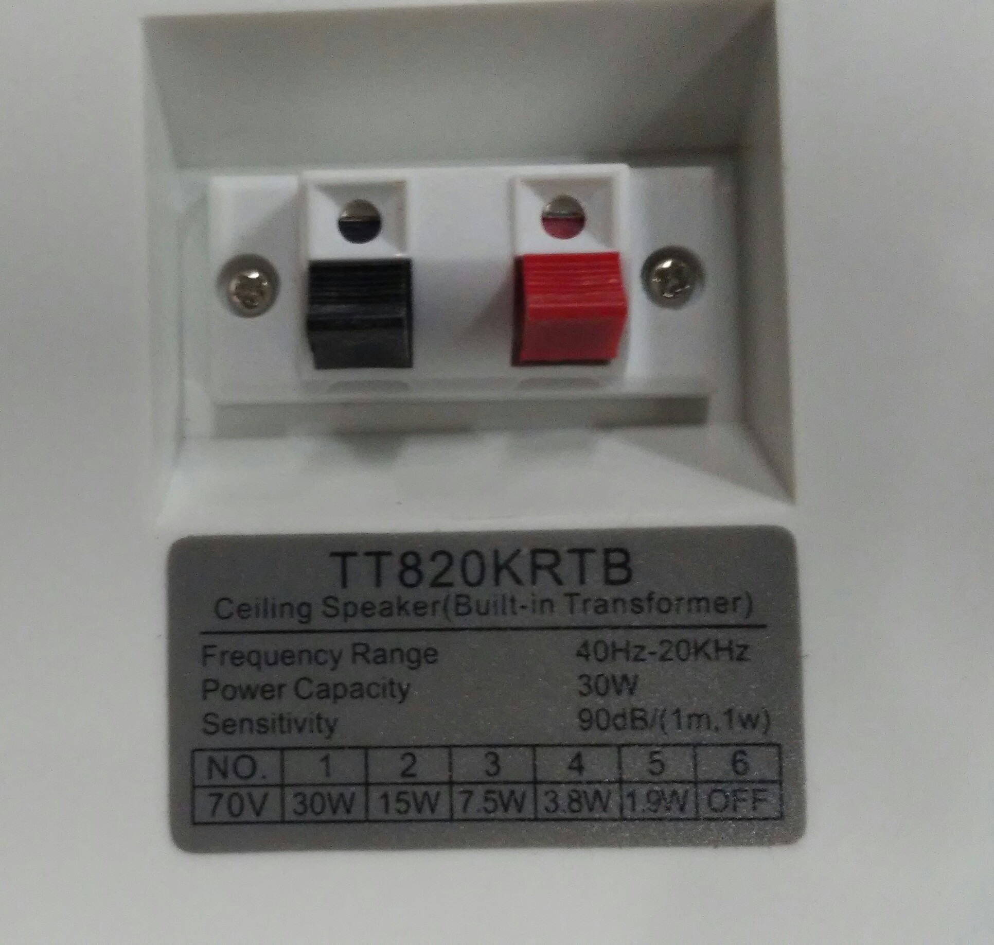 TT820KRTBV   30 Watt / 70 Volt Full Range Ceiling-Wall Flush Mount Speaker with Back Box